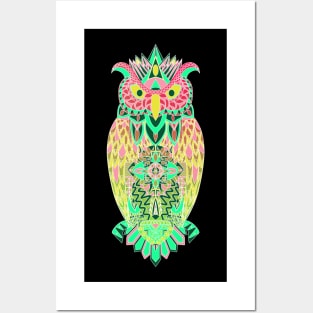 owl in pattern wisdom of wonders ecopop wallpaper art tribal zentangle Posters and Art